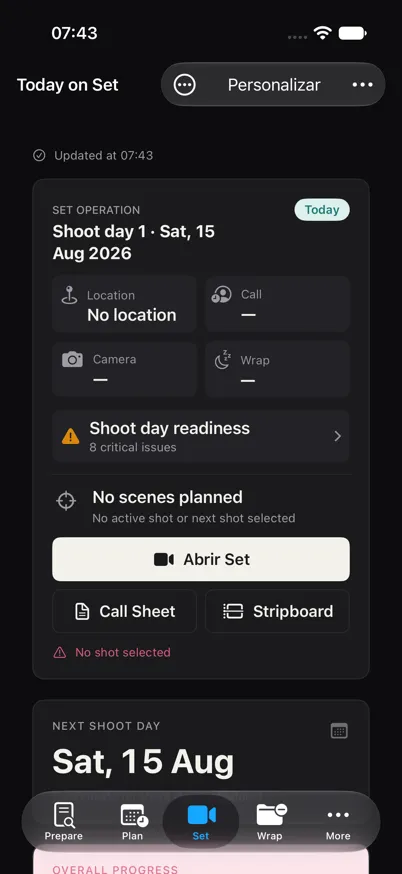 Operação de set no Raccord para iPhone
